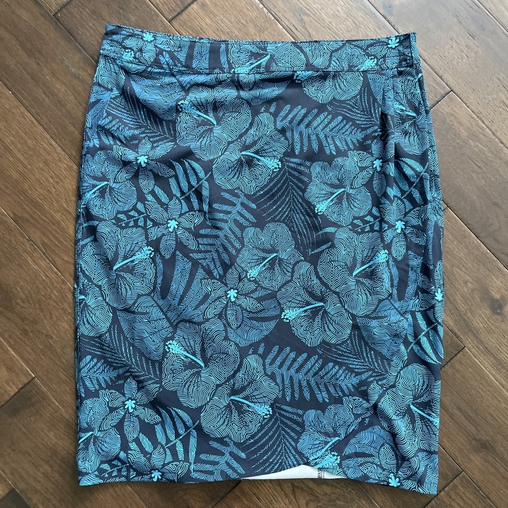 RipSkirt Maui Moonlight Floral Hawaiian Skirt Women's XL Blue Wrap Length 3